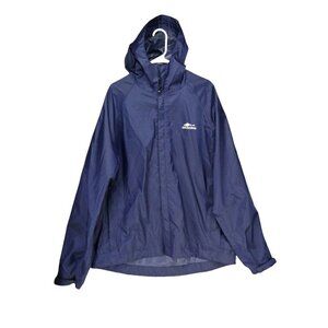 Grundens Nylon PU Coating Zip Hooded Rain Fishing Jacket Lined Blue Mens XXL